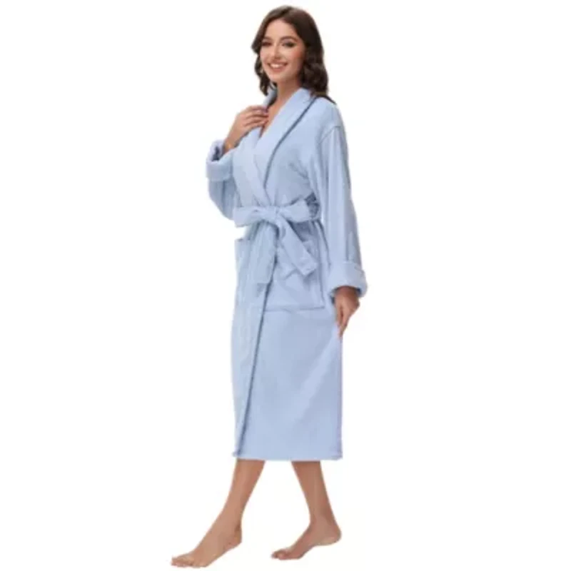 Women's cotton terry bathrobe with Belt and cuff trim