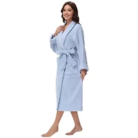 Women's cotton terry bathrobe with Belt and cuff trim
