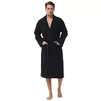 Men's cotton terry bathrobe with Belt and cuff trim