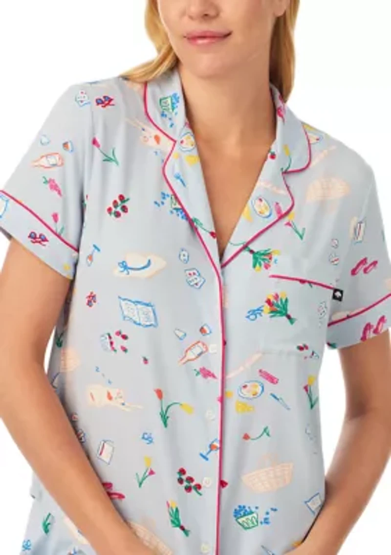 Cropped Notch Pajama Set