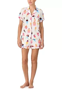 Women's Short Sleeve Boxer Pajama Set