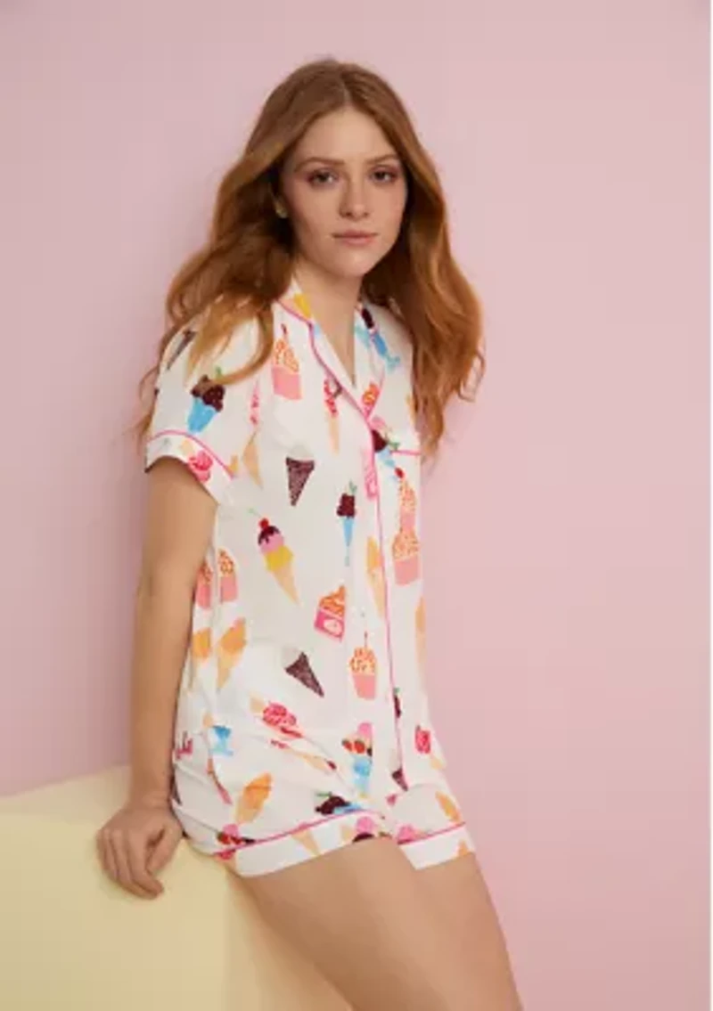 Women's Short Sleeve Boxer Pajama Set