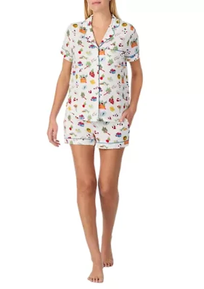 Women's Short Sleeve Shirt and Shorts Pajama Set