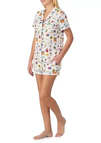 Women's Short Sleeve Shirt and Shorts Pajama Set