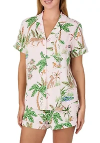 Women's Print Pajama Shorts Set