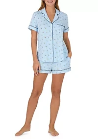 Women's Short Sleeve Boxers Pajama Set