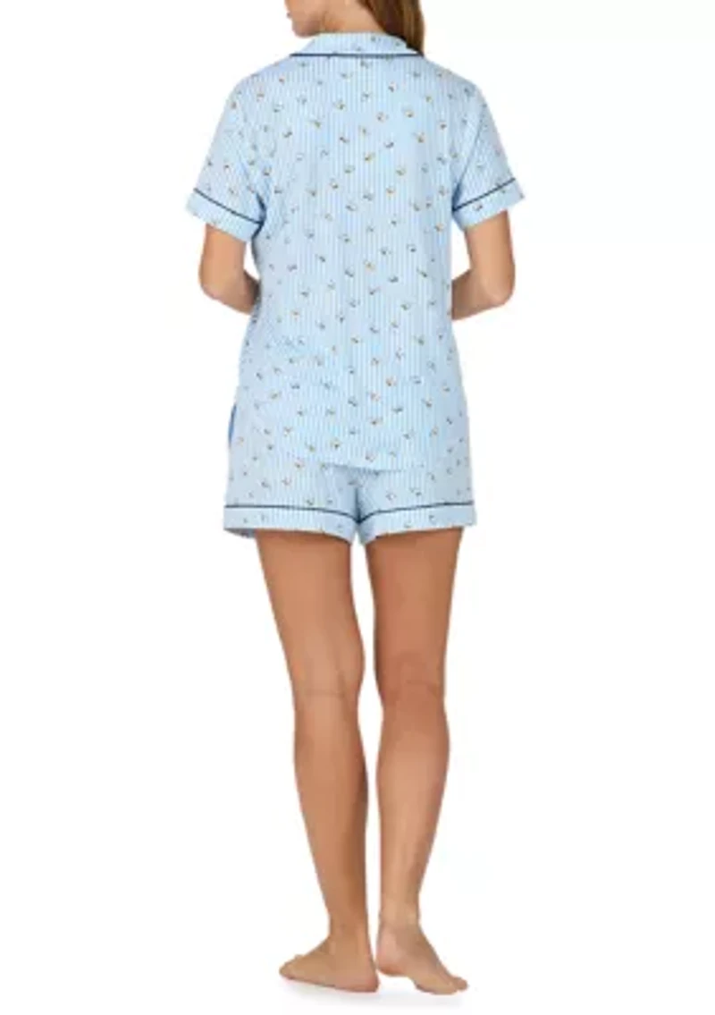 Women's Short Sleeve Boxers Pajama Set