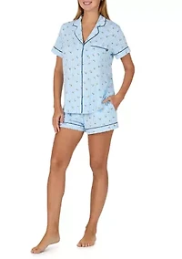 Women's Short Sleeve Boxers Pajama Set