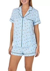 Women's Short Sleeve Boxers Pajama Set