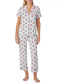 Women's Print Shirt and Pants Pajama Set