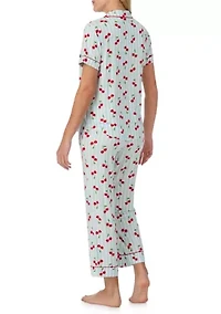 Women's Print Shirt and Pants Pajama Set