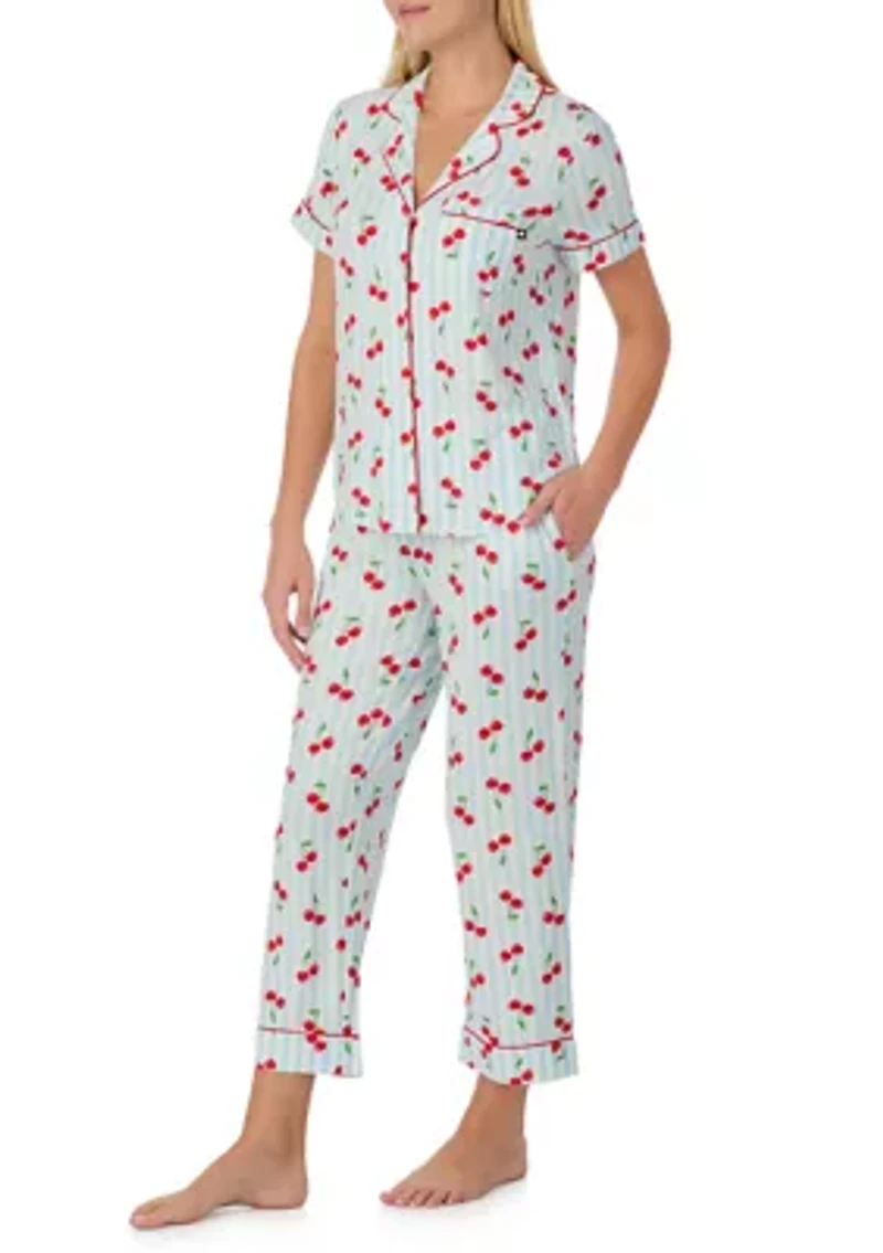 Women's Print Shirt and Pants Pajama Set