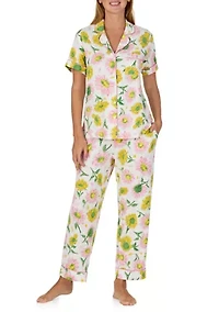 Floral Shirt and Pants Pajama Set
