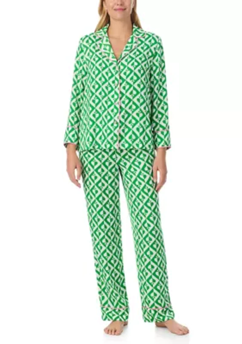 Women's Long Sleeve Pant Woven Pajama Set