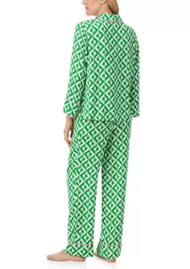 Women's Long Sleeve Pant Woven Pajama Set