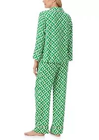 Women's Long Sleeve Pant Woven Pajama Set