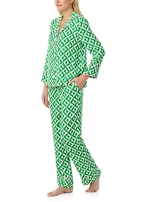 Women's Long Sleeve Pant Woven Pajama Set