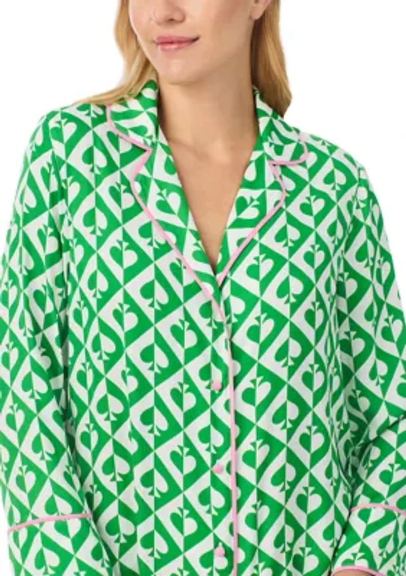 Women's Long Sleeve Pant Woven Pajama Set