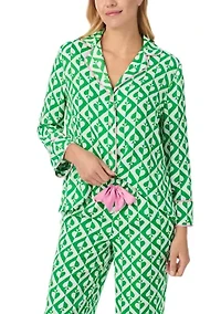 Women's Long Sleeve Pant Woven Pajama Set