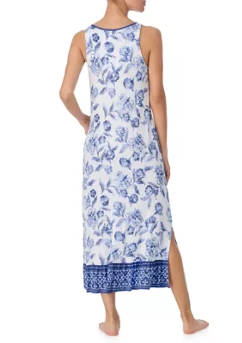 Women's Sleeveless Round Neck Maxi Sleep Dress