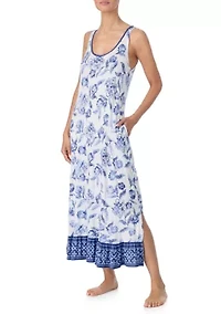 Women's Sleeveless Round Neck Maxi Sleep Dress