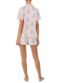 Short Sleeve Notch Collar Boxer Pajama Set