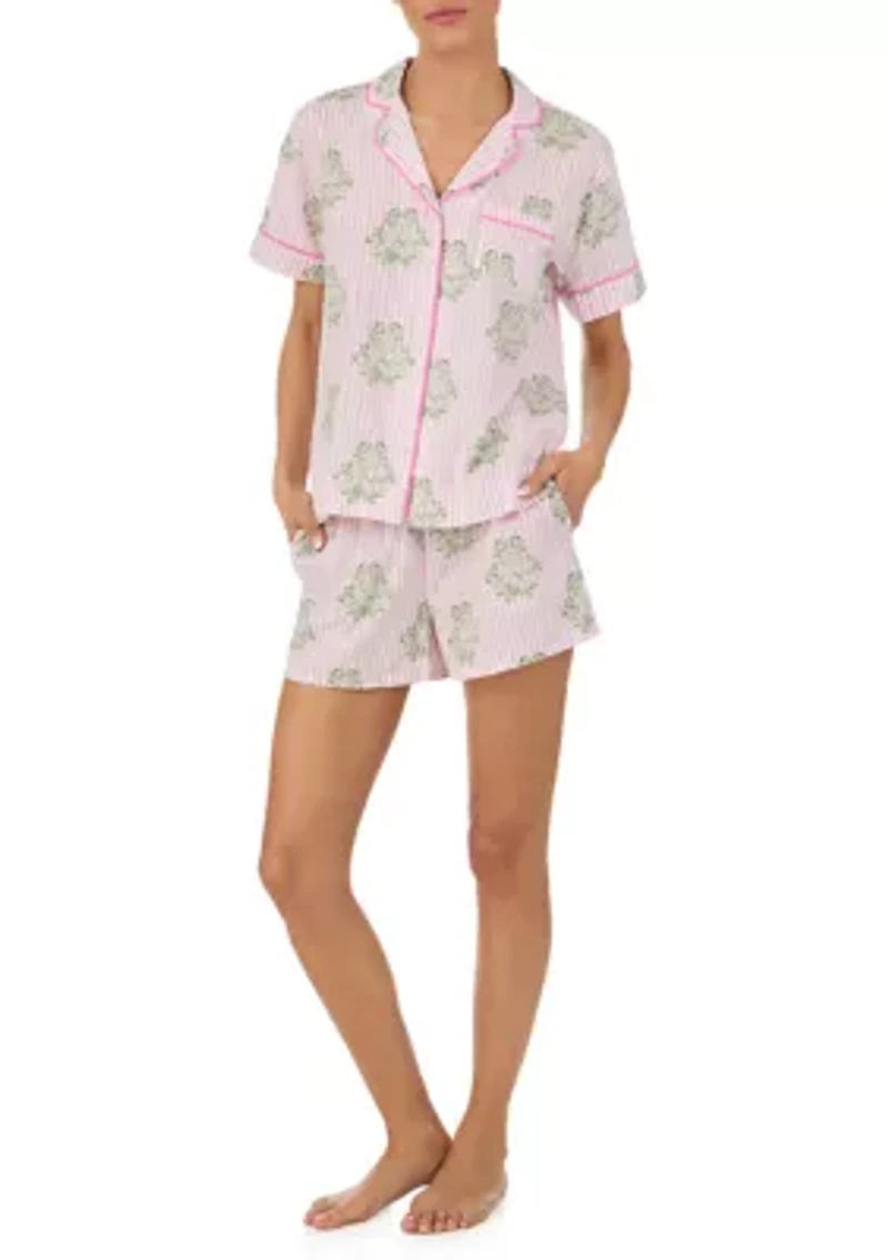 Short Sleeve Notch Collar Boxer Pajama Set