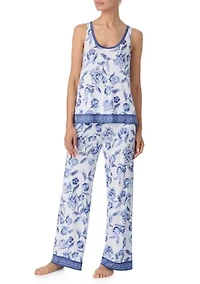 Women's Sleeveless Round Neck Pajama Set