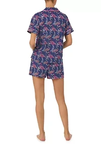 Women's Short Sleeve Notch Collar Boxer Pajama Set