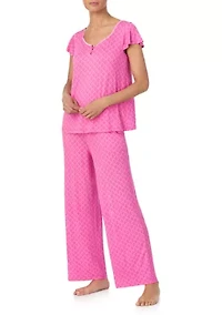 Women's Short Sleeve Top and Pant Pajama Set