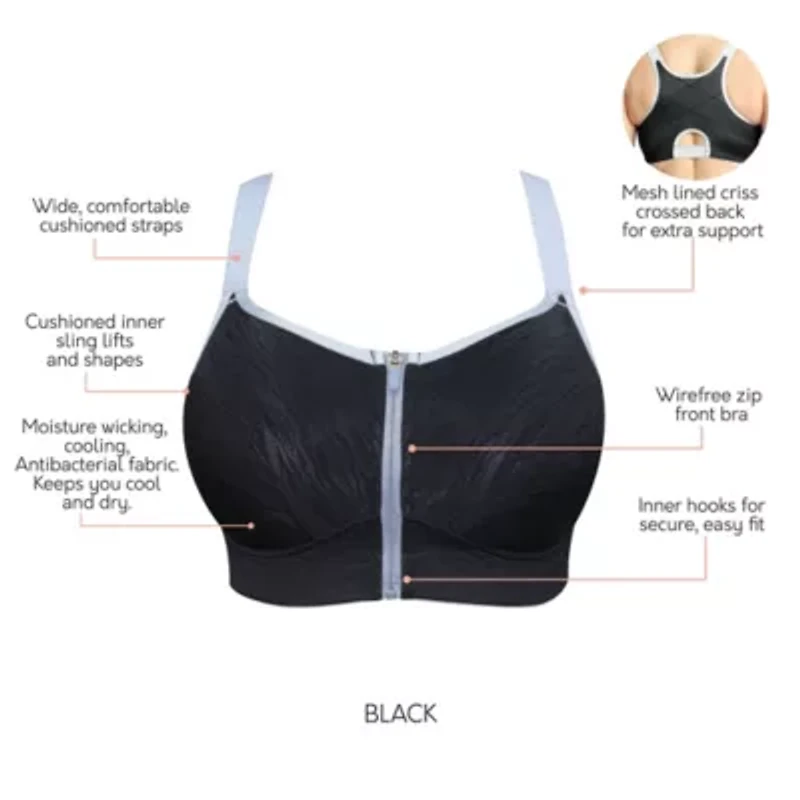 Wave Front Zipper Sports Bra