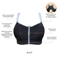Wave Front Zipper Sports Bra