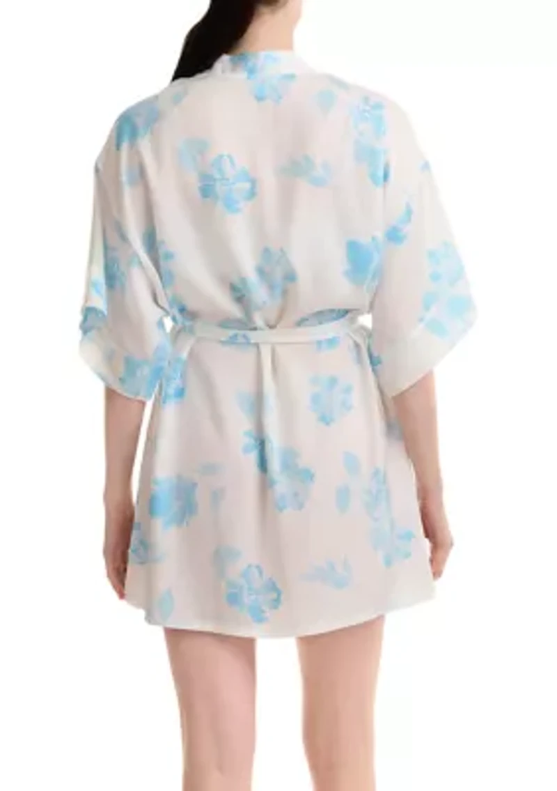 Women's Washed Satin Kimono Robe