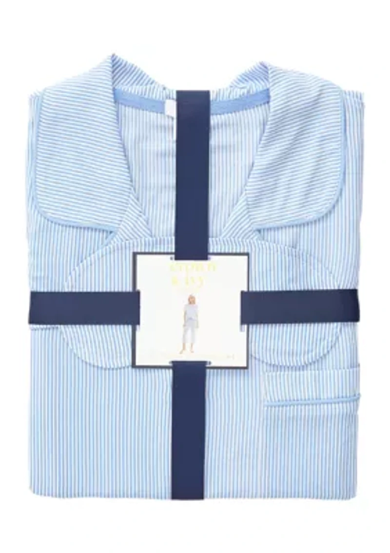 Plus Printed Notch Collar Pajama Set