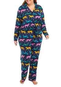 Plus Printed Notch Pajama Set