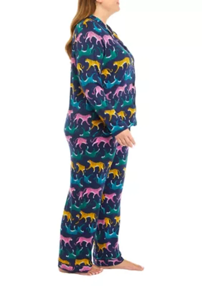 Plus Printed Notch Pajama Set