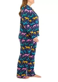 Plus Printed Notch Pajama Set