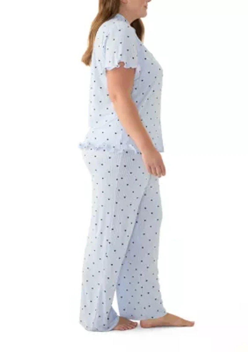 Plus Notch Ruffle Pajama Set