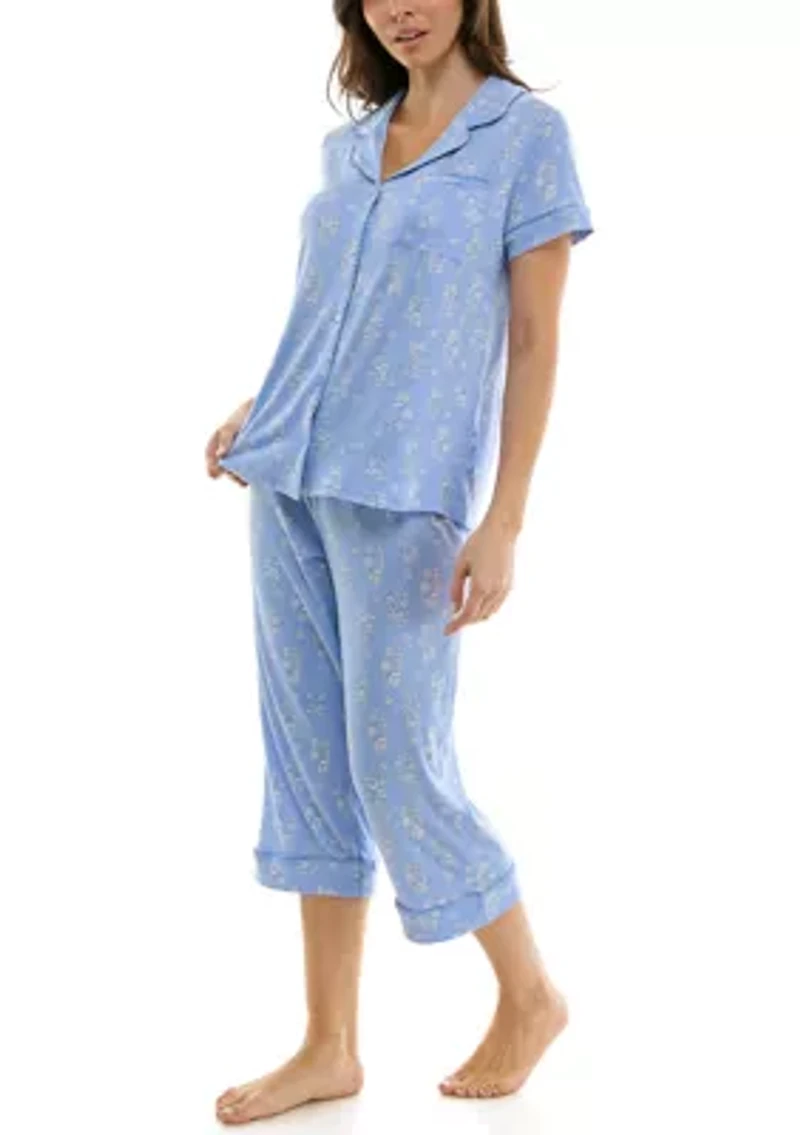 Printed Notch Capri Pajama Set
