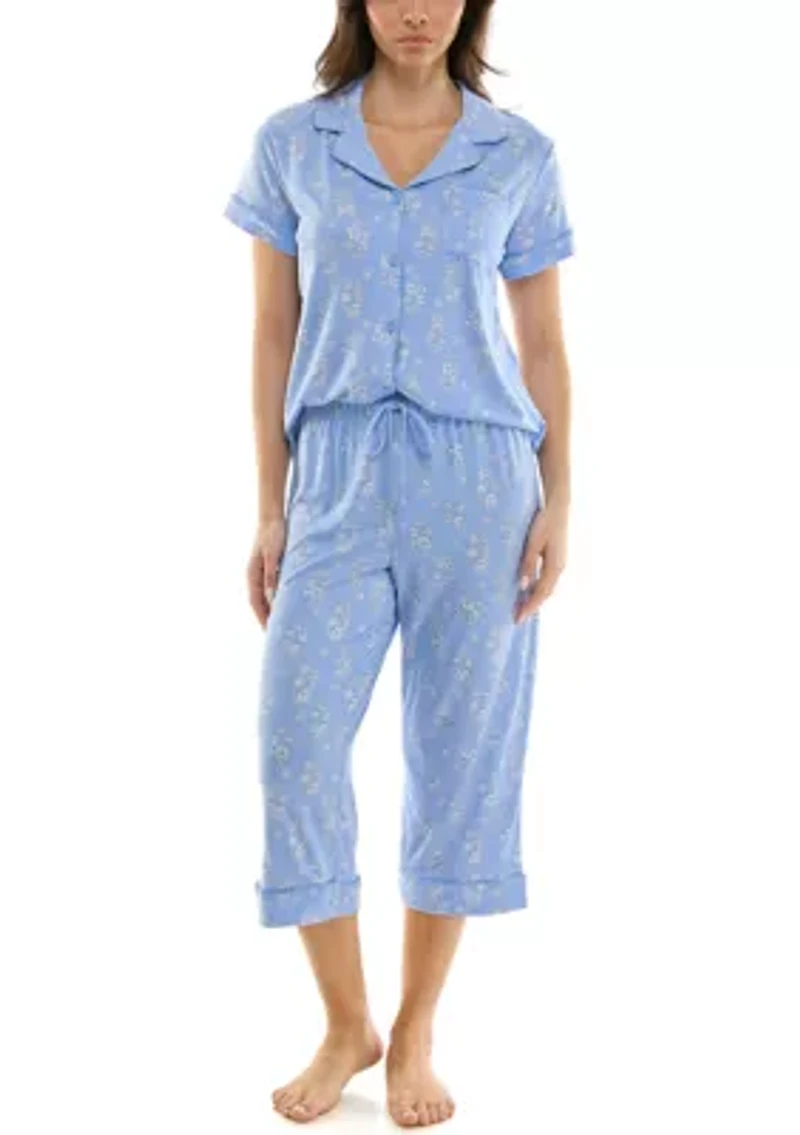 Printed Notch Capri Pajama Set