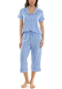 Printed Notch Capri Pajama Set