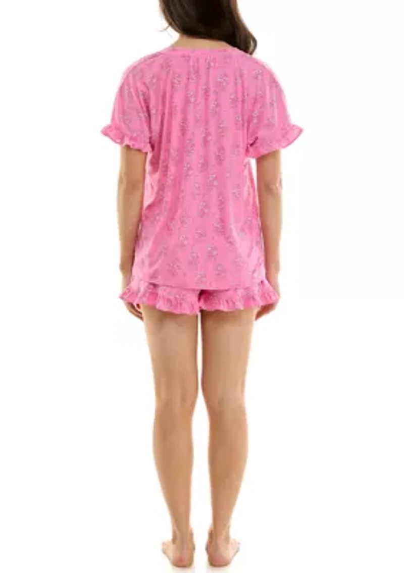 Women's Short Sleeve Yummy Ruffle Pajama Set