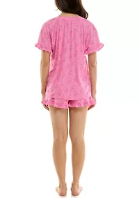 Women's Short Sleeve Yummy Ruffle Pajama Set
