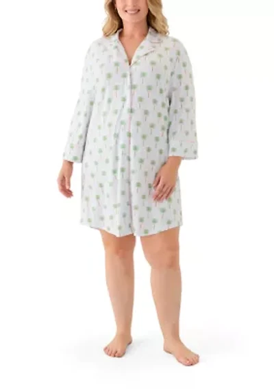 Plus Long Sleeve Knit Sleep Shirt