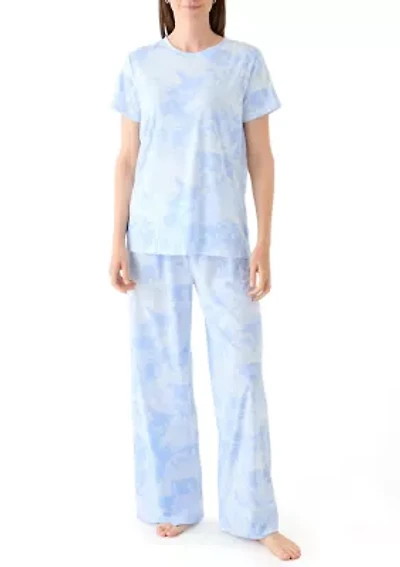 Women's Short Sleeve Wide Crop Knit Pajama Set