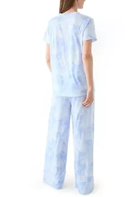 Women's Short Sleeve Wide Crop Knit Pajama Set