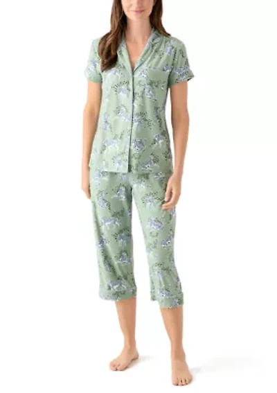 Yummy Printed Notch Collar Pajama Set