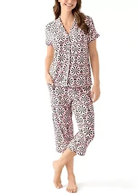 Yummy Printed Notch Collar Pajama Set
