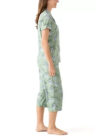 Yummy Printed Notch Collar Pajama Set