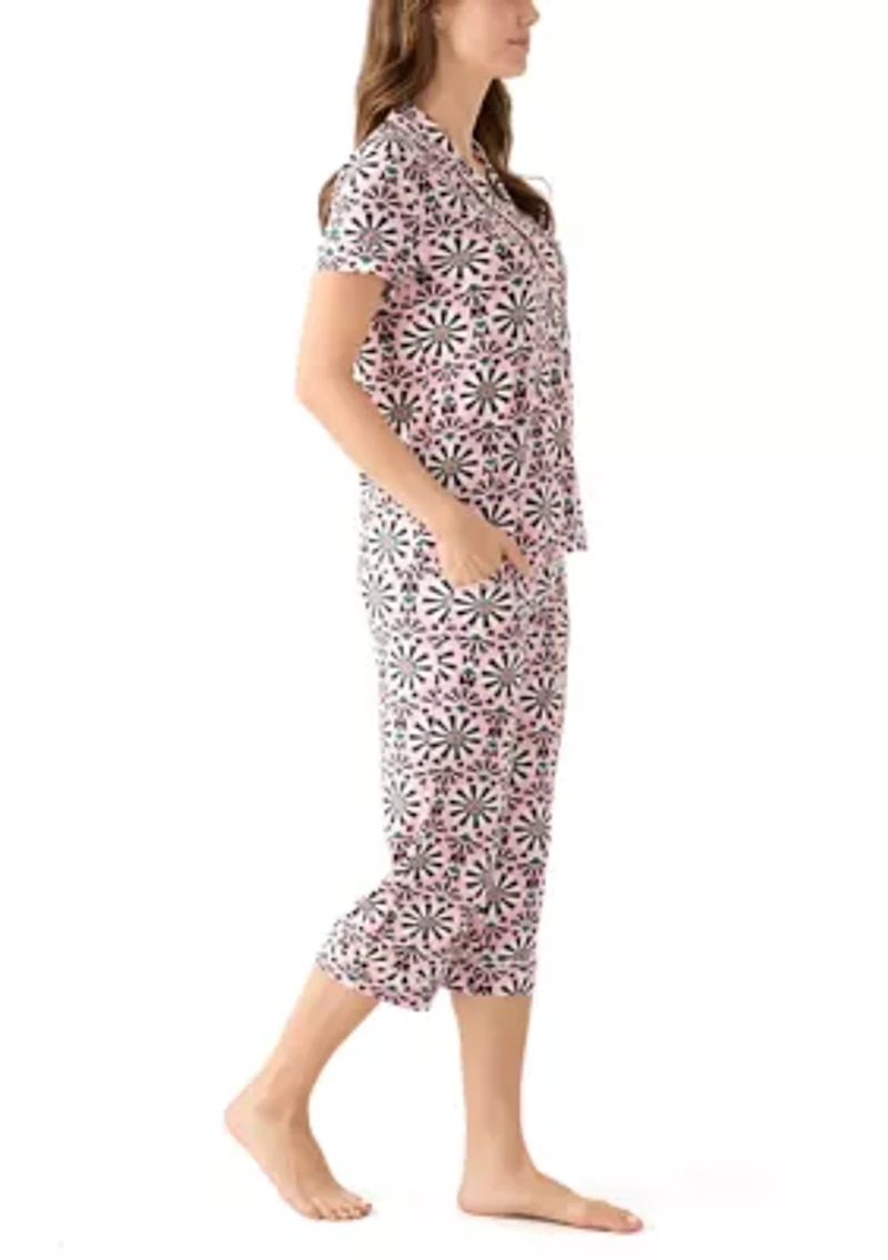 Yummy Printed Notch Collar Pajama Set